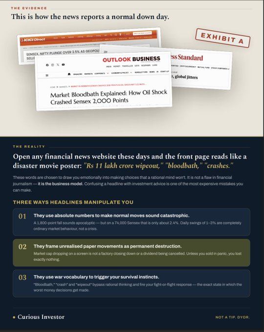 stoy_ia's tweet photo. Open any news article from March 1st to March 30th 2026, this kind of news article spread panic amongst the investors

&amp; more importantly people still follow these articles and watch these people on TV

&amp; then they will blame stock markets

No one wants to put in time to learn https://t.co/b8xtg4b86R