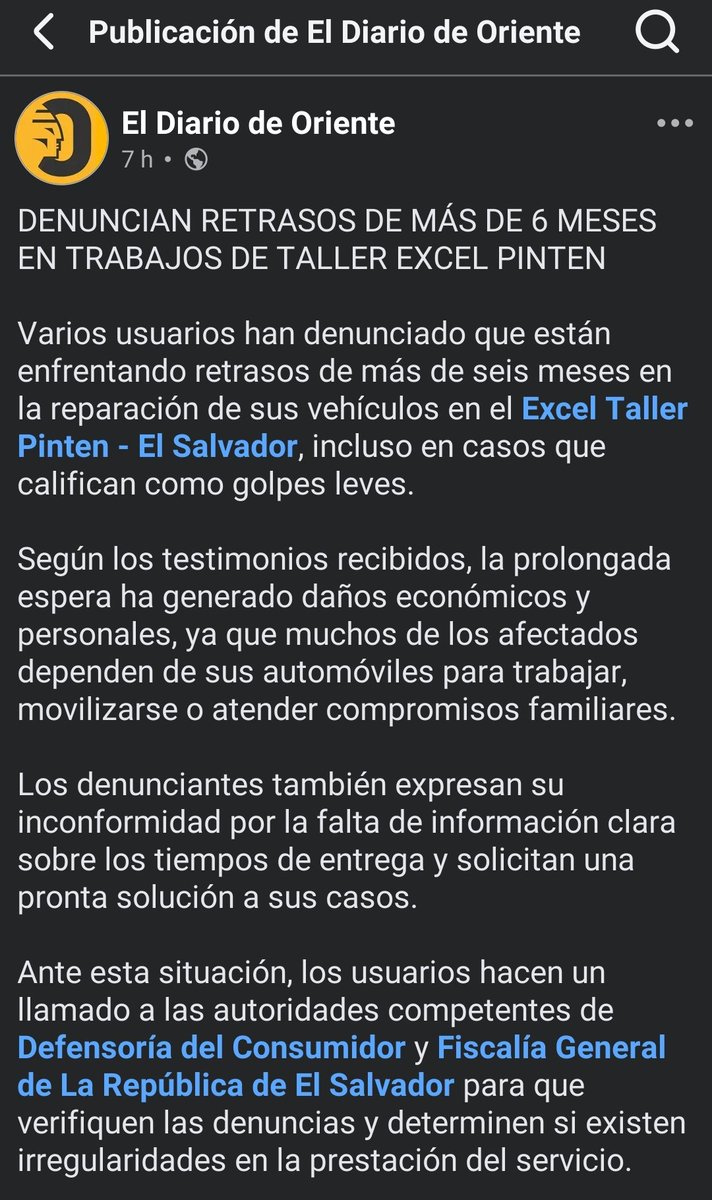 nayibnoticiasSV's tweet photo. Se necesita que las autoridades vean este caso y tomen cartas en el asunto lo más pronto posible @FGR_SV @Defensoria_910 

Muchas personas se están quedando sin sus vehículos 

¿Para que está empresa asume cargos de reparar vehículos? 

https://t.co/KhO55DzNHh https://t.co/7UZAE1LOPm