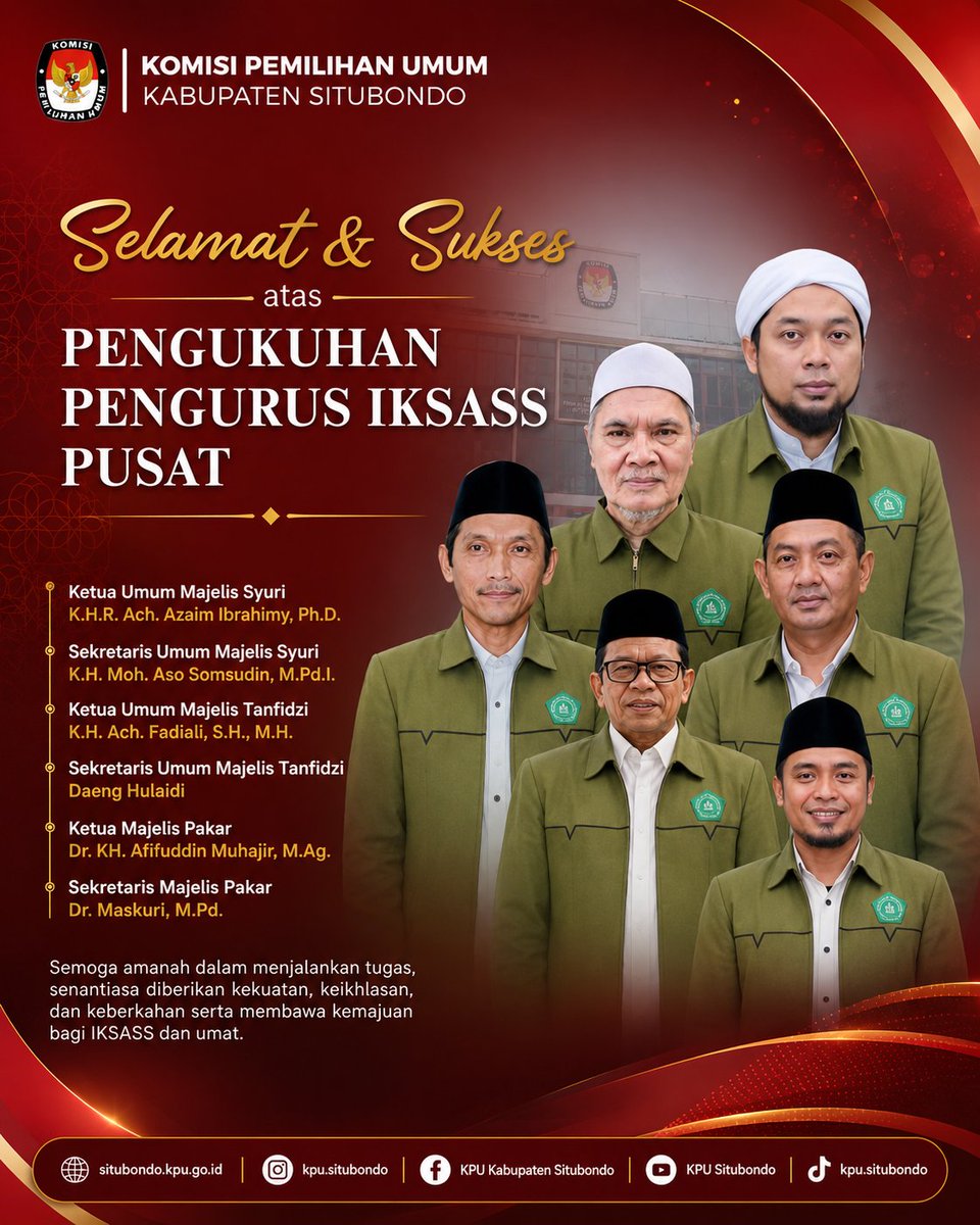kpustb's tweet photo. #temanpemilih

KPU Kabupaten Situbondo mengucapkan selamat dan sukses atas Pengukuhan Pengurus IKSASS Pusat, semoga amanah dalam menjalankan tugas.

#kpumelayani https://t.co/0tGwVr3hhJ