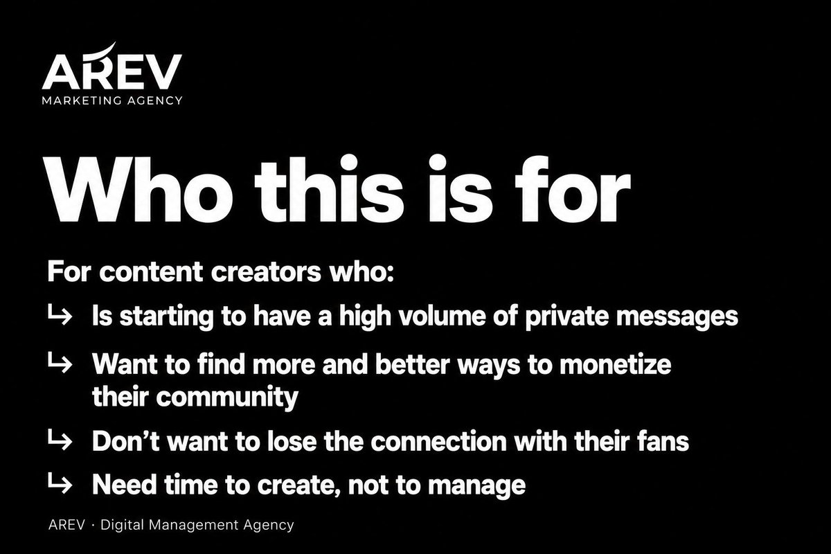 ArevMktTeam's tweet photo. You created a brand (you)
It started to grow
But now u feel like you have a full time job answering messages in Only Fans, if this is you, this is definitely for you.

https://t.co/KiiJVPZ3ks

#OnlyFans https://t.co/0RntJ7aNGb