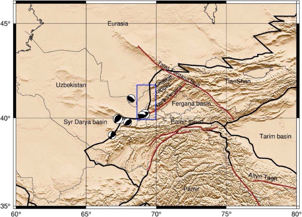 CASTScholar's tweet photo. Analysis of 2018–2023 GNSS data reveals northeast movement, uneven dilation, concentrated strain along the Karzhantau fault, and high seismic-risk strain zones in the Tashkent region. https://t.co/qnL9Ai5vK5 https://t.co/qX26DQEr6f