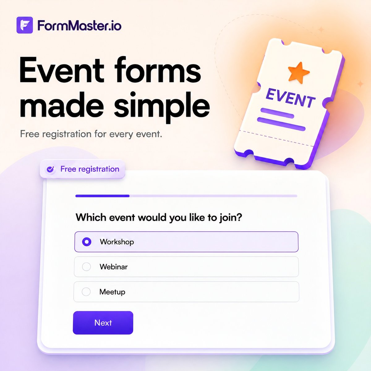 FormMaster_io's tweet photo. Event registration should be simple. https://t.co/iJcvBfMYM1 helps you create free event forms for workshops, webinars, meetups, classes, and programs. Share anywhere, collect unlimited responses, and make registration faster and easier for every attendee. https://t.co/4bFjyOF0mR