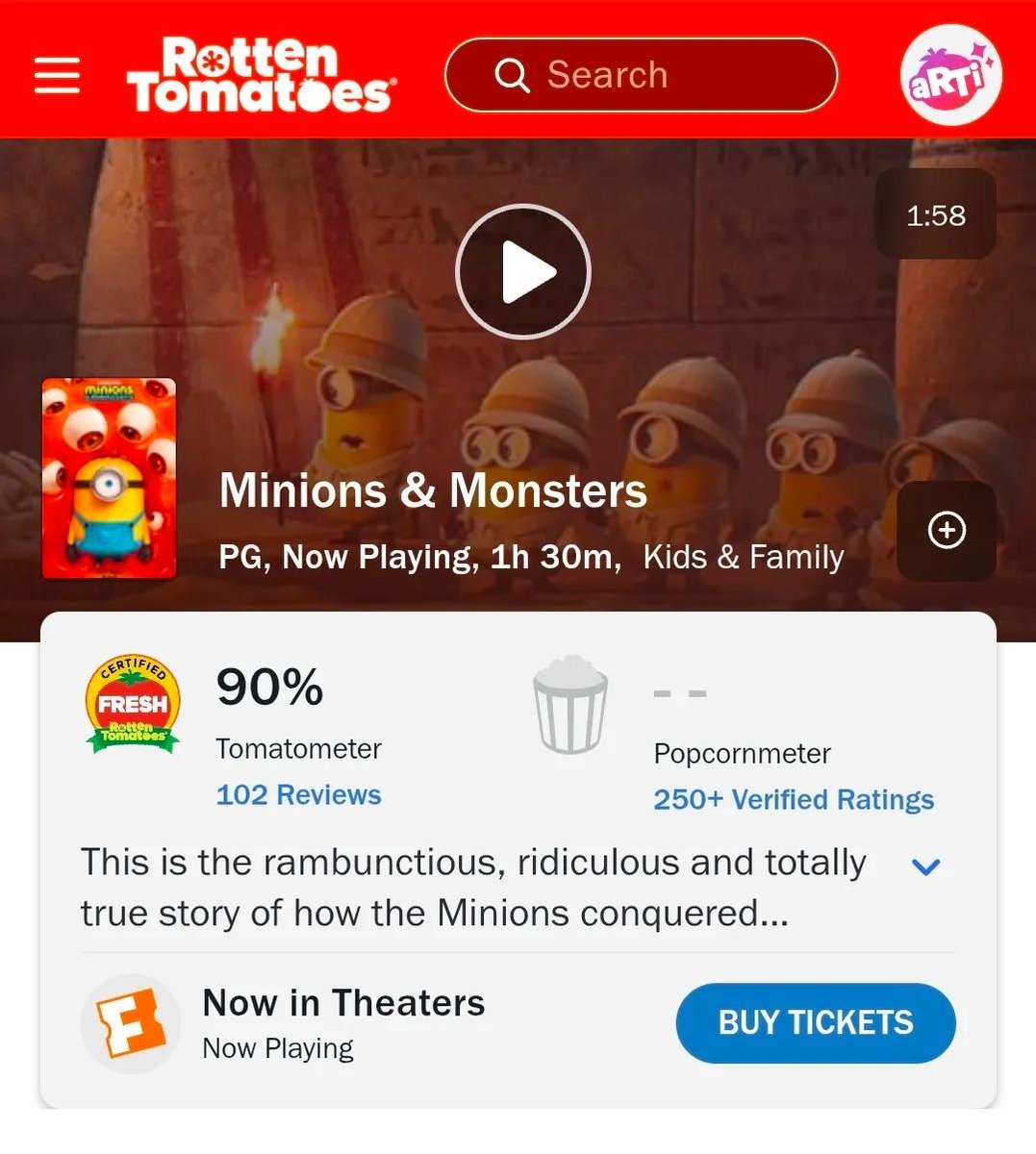 DiscussingFilm's tweet photo. ‘MINIONS &amp; MONSTERS’ is now Certified Fresh on Rotten Tomatoes at 90%

• Highest rated Illumination film ever.

Read our review: https://t.co/Cu0Kf2oigj https://t.co/mvWWhPGZqL