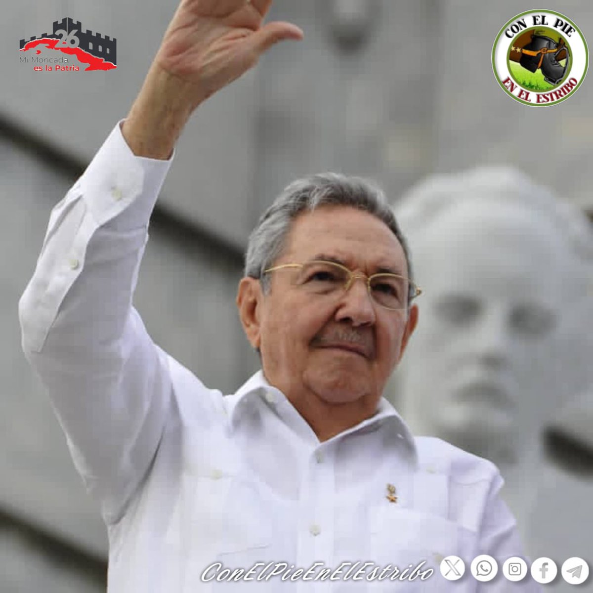PieEnElEstribo2's tweet photo. El GE Raúl Castro ...es un pilar de este bastión de dignidad y justicia que sigue siendo  cuba🇨🇺 ,enfrentada hoy al más voraz y despiadado de los imperios, sin plegar las banderas, sin abdicar de nuestros sueños y sin rendirnos.
#MiMoncadaEsLaPatria
#ConElPieEnElEstribo https://t.co/OgpouAqG1W