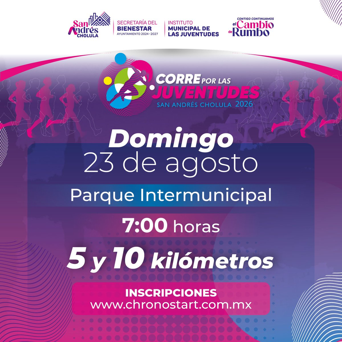 SnAndresOficial's tweet photo. 🏃‍♀️🎉 El domingo 23 de agosto ponte los tenis y prepárate para llenar de color cada kilómetro.

Inscríbete en "Corre por las Juventudes 2026”, a través de 📱https://t.co/KZ4R4CCdQU

#ContigoContinuamosElCambioDeRumbo https://t.co/xGNFDPLVlz