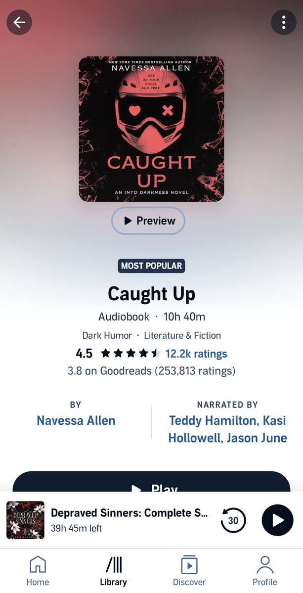 hookedfamiliar's tweet photo. Audiobooks, new obsession. ESPECIALLY when it's 2 people reading each role. 

Just finished Caught Up, now going to Heathens.

I switch between @audible_com  and 
@Spotify https://t.co/i98WQZbKEU
