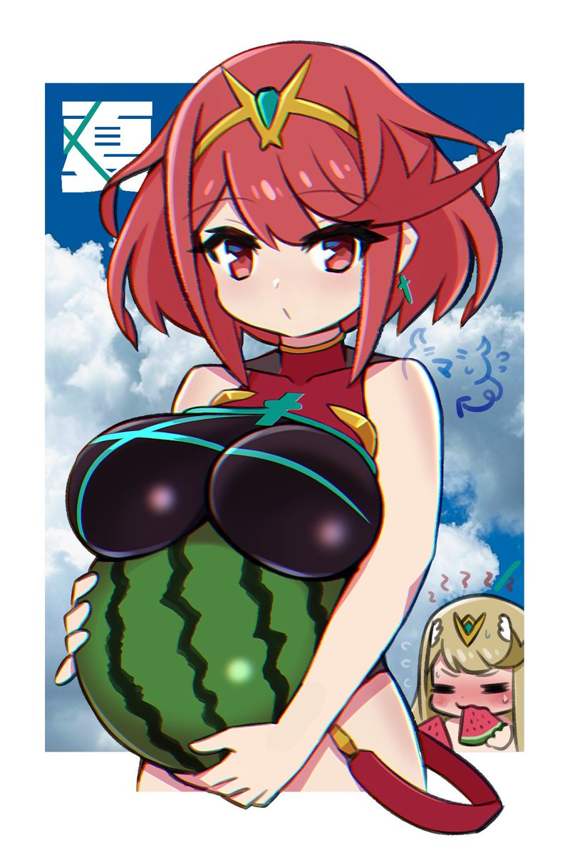ma2acworks's tweet photo. もう夏だという事実に震える（🍉ホムラちゃん再掲） https://t.co/8VChKkpS2R