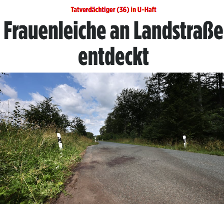 Taykra's tweet photo. Tatverdächtiger (36, Deutscher) in U-Haft: Die 56-jährige Deutsche wurde offenbar erstochen! Das Opfer hatte allein in #Brilon gewohnt - etwa sieben Kilometer vom Tatort entfernt. Die Frau soll nach Informationen Mutter sein. https://t.co/TOJCTtJNNi https://t.co/HEojjma6Gl