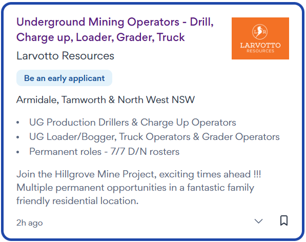 MiningStarters's tweet photo. Underground Mining Operators - Drill, Charge up, Loader, Grader, Truck NSW

https://t.co/uWfmmzfW2Q https://t.co/RjLJfw0GjD
