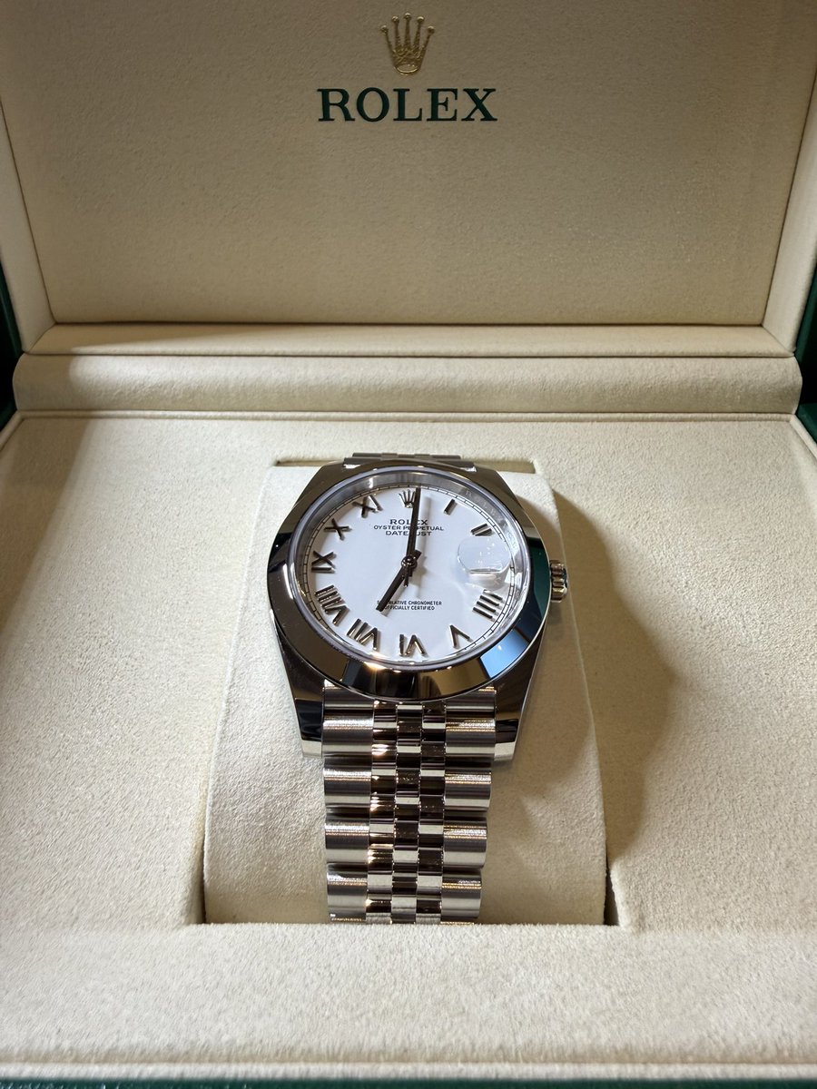 kaitorisoudan's tweet photo. 2026年6月買取紹介　未使用2026年6月

ROLEX ロレックス
デイトジャスト41
ホワイトローマ
ジュビリーブレス 126300

165万買取相場

170万で買取

いつも有難うございます。

ロレックスマラソン
予約
表参道
レキシア
銀座
新宿
名古屋
ヒルトン大阪
ミントグリーン
126334
時計買取
ロレックス買取 https://t.co/JuVjGDFQI1