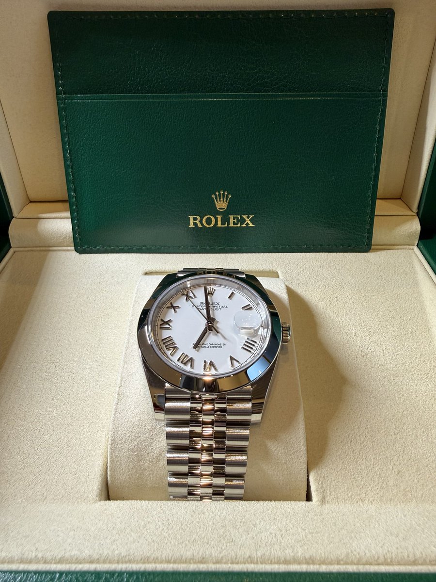 kaitorisoudan's tweet photo. 2026年6月買取紹介　未使用2026年6月

ROLEX ロレックス
デイトジャスト41
ホワイトローマ
ジュビリーブレス 126300

165万買取相場

170万で買取

いつも有難うございます。

ロレックスマラソン
予約
表参道
レキシア
銀座
新宿
名古屋
ヒルトン大阪
ミントグリーン
126334
時計買取
ロレックス買取 https://t.co/JuVjGDFQI1