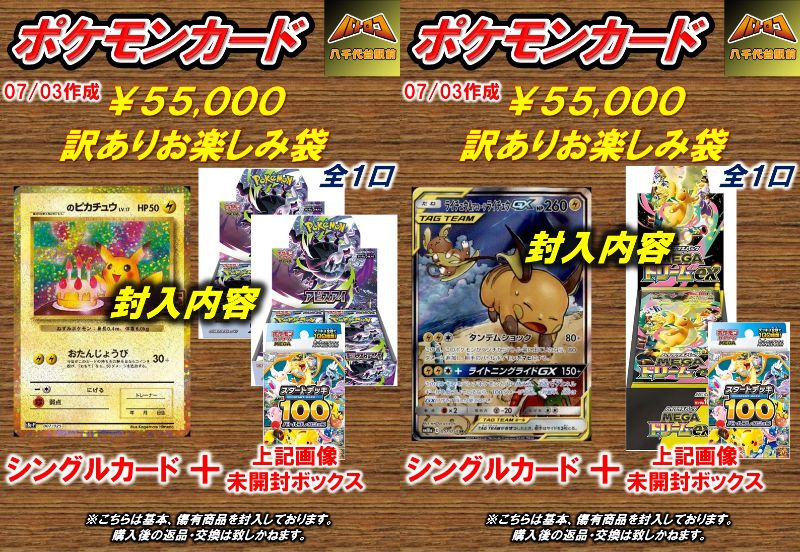 こちら訳ありお楽しみ袋 「おたんじょうびピカチュウ」完売致しました