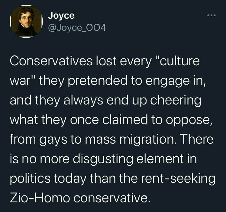 tfmonkey3's tweet photo. Conservatives value stability. Once the Left establishes something so deeply that the only way to uproot it is to cause instability, they give up, because to fight for stability by causing instability is counter productive. Conservatives will never be revolutionaries. https://t.co/pgBUWgWX7G