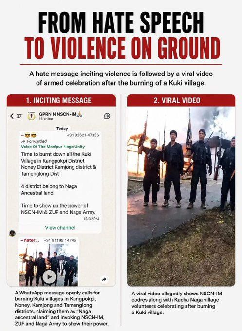 SalomonTouma's tweet photo. Alleged #WhatsApp messages linked to GPRN/NSCN-IM and viral videos raise serious concerns. If true, they must be investigated. In my view, NSCN-IM's armed politics harms Manipur's future. Youth need books, not weapons. #Manipur needs peace, not violence.
 #NSCNIM #GPRN https://t.co/hxZTWvXYUv
