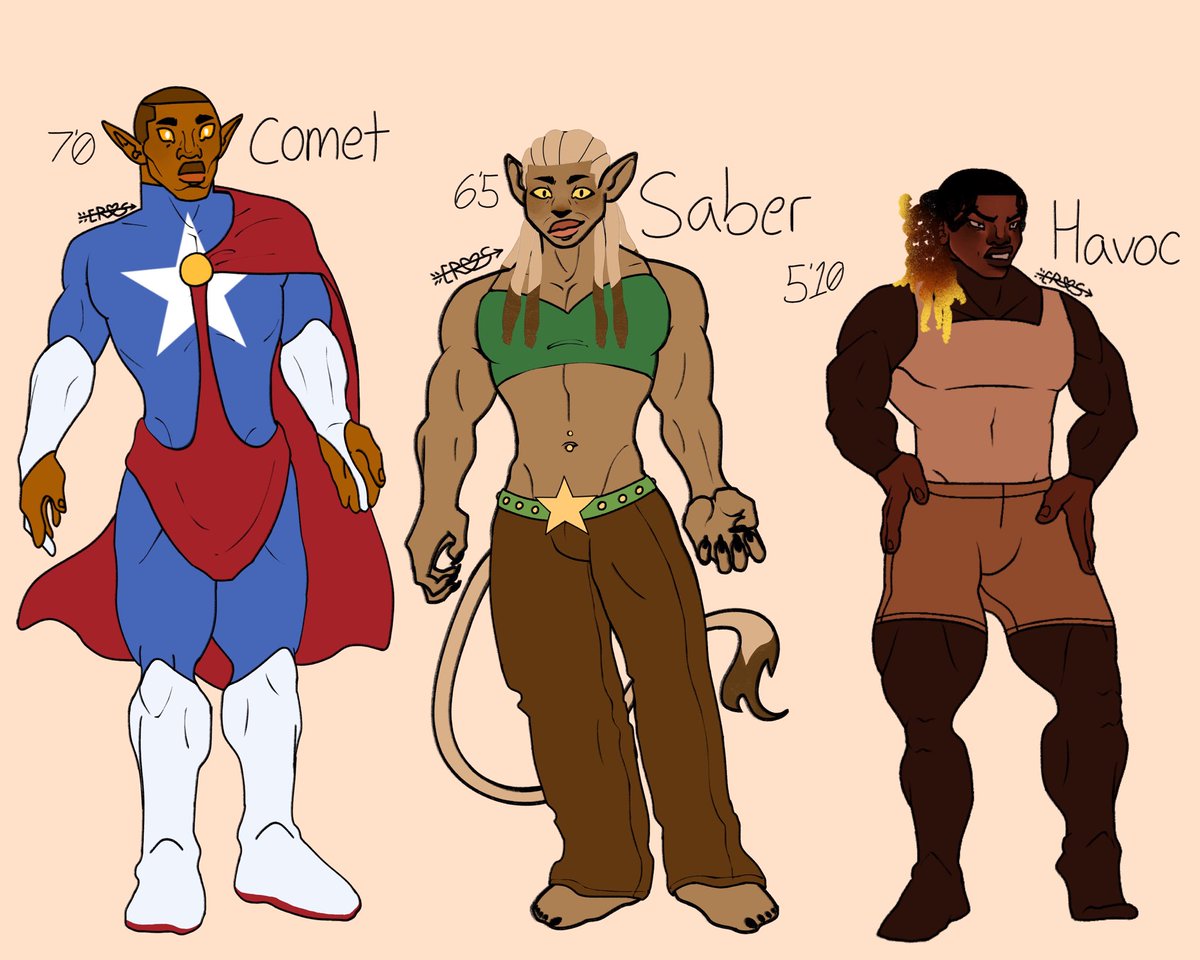 Arr0wsart's tweet photo. Redrawing their height ref sheet but with more swag and more shape differences between them https://t.co/PAQfUOAbDn