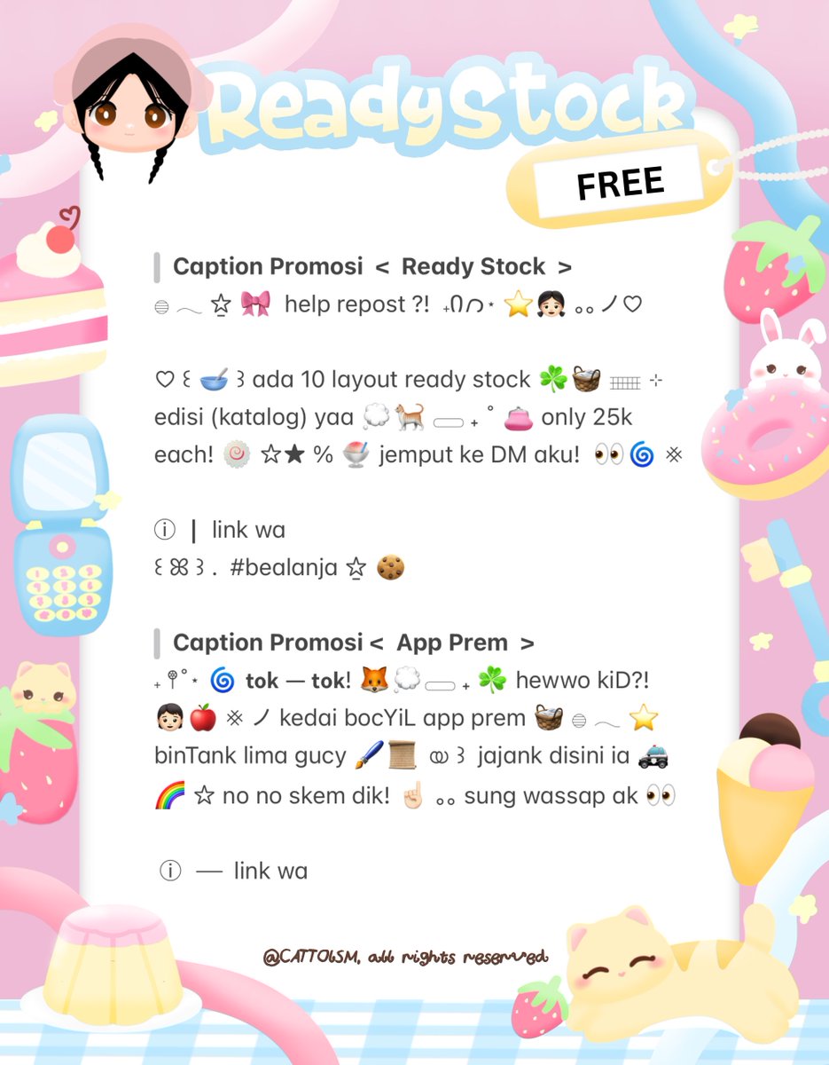 CATTOlSM's tweet photo. ⣠ ︵ ♥︎ GiVEAWAY ALERT! <3 ⭐️🎀 𓂅
◠ ⢸⠀ ada 2 free wording caption promosi 🎶🍏 𓂃 . εїз dalam rangka ultah kak Radler @drunuer .ᐟ.ᐟ >___% 💬👧🏻 ▷ scroll down untuk lihat rulesnya. . ✋🏻 ₊˚𓂂
☆ —— 5 Juli 2026 (19.00) ⏱️
#Radler2Hot2Handle https://t.co/bchHKXtuDh