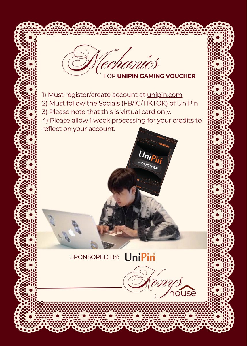 fairiejinani's tweet photo. LEVEL UP YOUR KONYS HOUSE EXPERIENCE! 🎮✨ 

What's a celebration for our favorite gamer without a gaming prize? 👀

In honor of Chanwoo's love for gaming, 1 lucky attendee will get the chance to win a Unipin Gaming Voucher!

Make sure to follow the mechanics & don't miss your chance to join! Link: https://t.co/hS55JwFkwy

A huge thank you to Unipin for sponsoring this special giveaway and for helping make KONYS HOUSE even more exciting for our iKONICs. We truly appreciate your support! ❤️

Good luck, everyone! We can't wait to see who takes home this gamer-worthy prize!