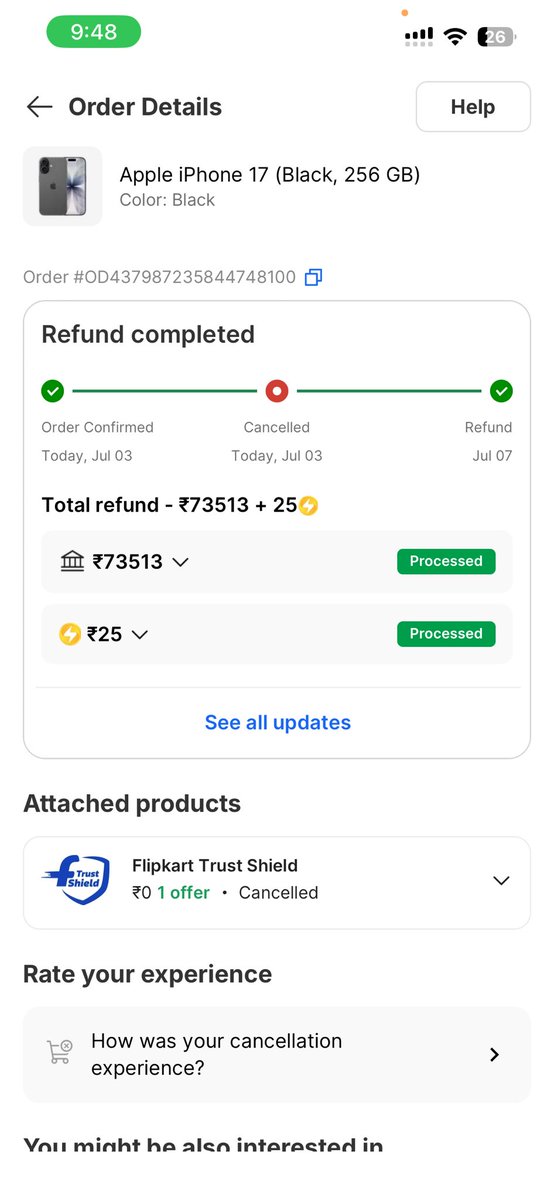 087venkat's tweet photo. @Flipkart My iPhone 17 order was confirmed, shipped, and then cancelled with an incorrect reason: “Exceeded seller quantity limit.” I ordered within the allowed limit. This kind of cancellation during a sale is unacceptable. Please investigate. https://t.co/HK0PmVfII7