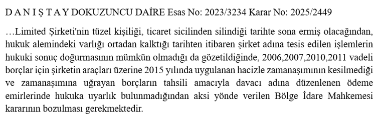 vergi38's tweet photo. Ticaret sicilinden silinen şirket adına ihbarname, ödeme emri düzenlenemeyeceğine, haciz uygulanamayacağına ilişkin karar. https://t.co/CJ1HT2DNd1