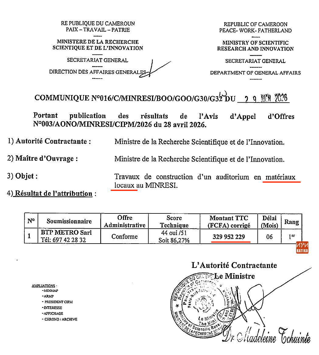 tassingremi's tweet photo. TCHUINTE Madeleine confond le MIPROMALO au MINRESI? Voilà 330 millions FCFA pour la construction d'un auditorium en matériaux locaux https://t.co/MZciixrSXD