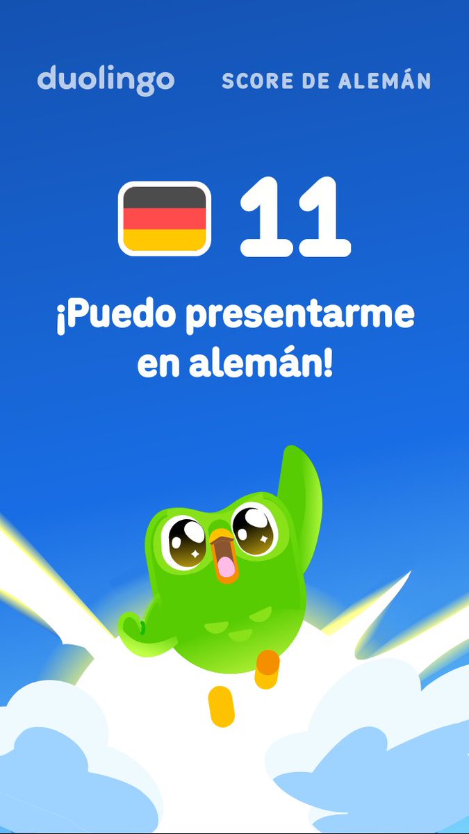 FelipeFrias616's tweet photo. ¡Mi Score de alemán en Duolingo es de 11! https://t.co/xc3NKz3rW2