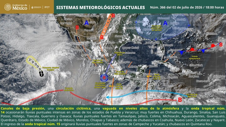 AztecaNoticias's tweet photo. Para la madrugada de este viernes se pronostican lluvias puntuales intensas en zonas de Puebla y Veracruz... 

En el Valle de México se espera ambiente fresco con cielo nublado por la tarde y con chubascos y lluvias puntuales fuertes en el norte de la ciudad. https://t.co/j9H2vedq0X
