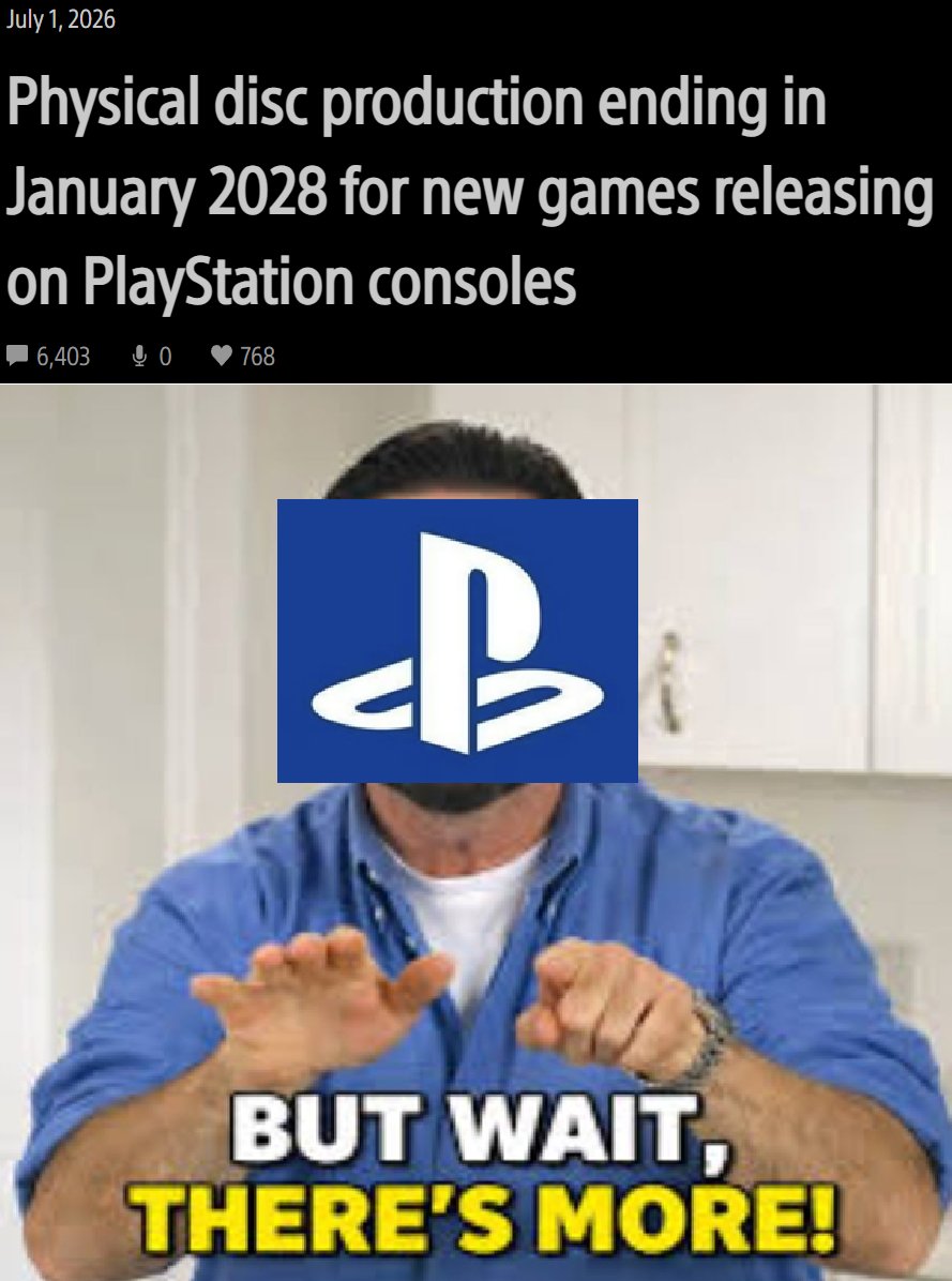 GiveMeBanHammer's tweet photo. You thought Playstation announcing that discs media being phased out was the worse thing you heard from Playstation so far as a Playstation owner?

Well now it just got a lot worse.

You're likely getting more price-hikes soon, and the factories that were used for manufacturing discs are being repurposed even before the announcement was made so there's low chance Playstation can even backpedal even if they wanted to.

Again, I am glad I didn't buy a PS5 and I couldn't care less about any game console.