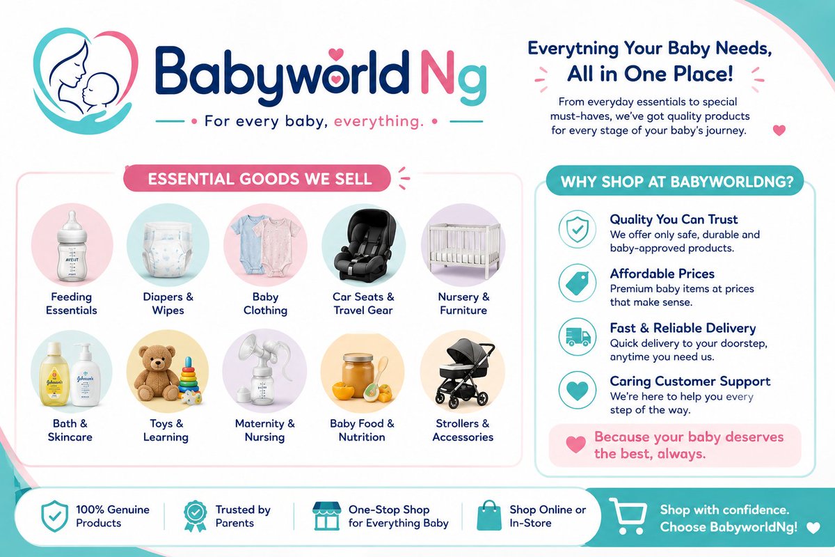 BabyworldNg's tweet photo. Every little smile starts the right care.💙💜 From newborn essentials to toddler must-haves, @BabyworldNg has everything your baby needs all in one place. Shop with confidence today! 👶✨

#babyworldNg #ForEveryBabyEverything https://t.co/Ty1jXIbd6T