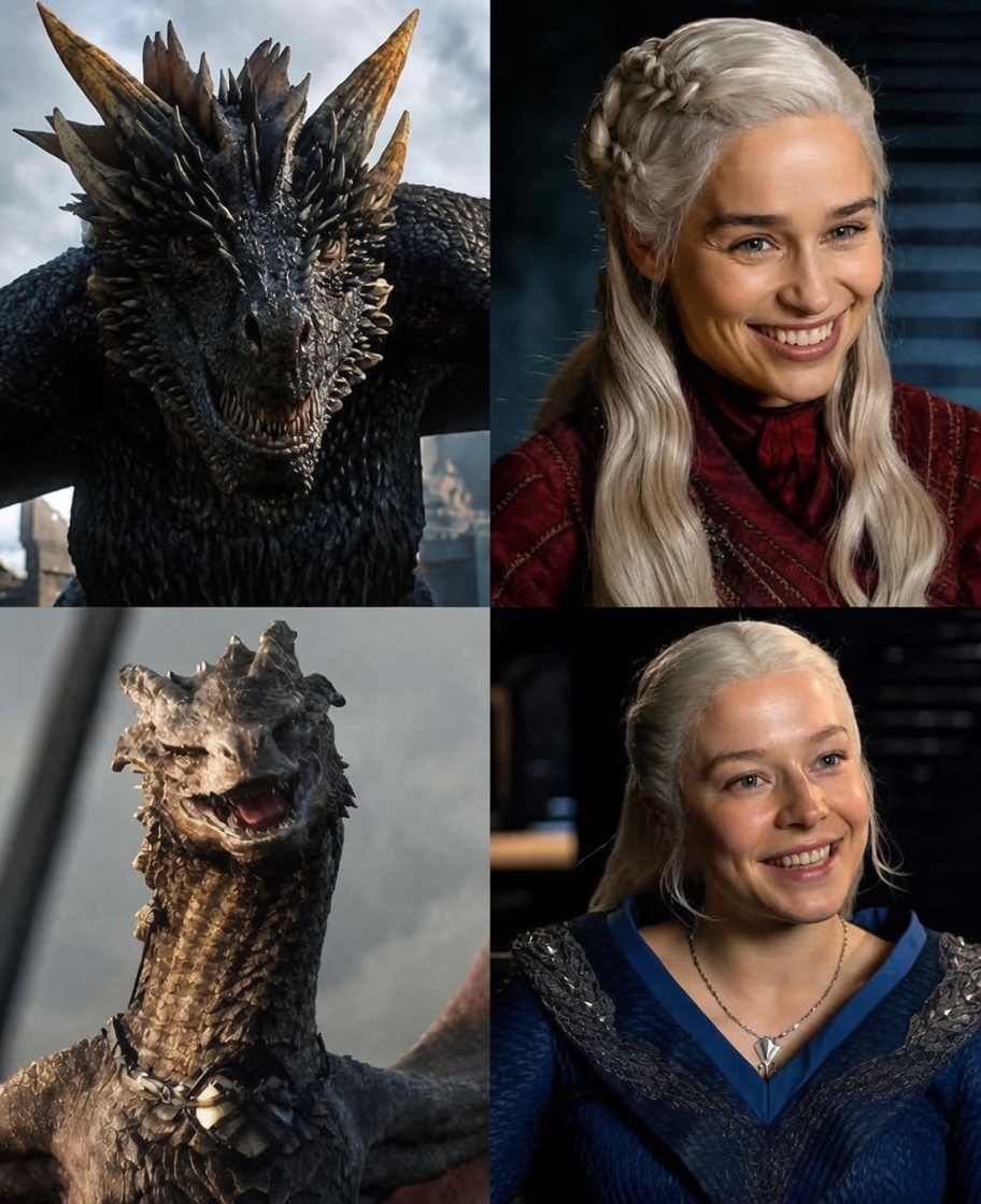 jlinzombie's tweet photo. Os dragões com o mesmo sorriso das donas ☺️

#HOTD #HouseoftheDragon https://t.co/IGNgUYPWIF