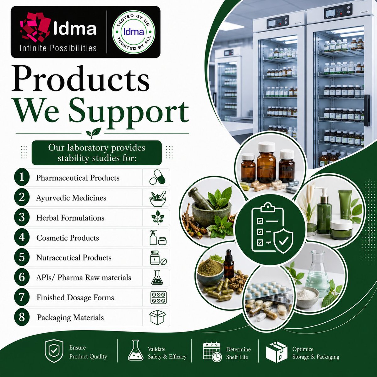 IdmaGroup's tweet photo. 🧪 From APIs to finished products, we've got your stability testing covered.
Supporting Pharmaceuticals, Ayurvedic, Herbal, Cosmetic, Nutraceutical Products, APIs, Finished Dosage Forms & Packaging Materials.
#StabilityStudies #PharmaTesting #Cosmetic #Ayurvedic #IdmaLaboratories https://t.co/jqnLE0q6lJ
