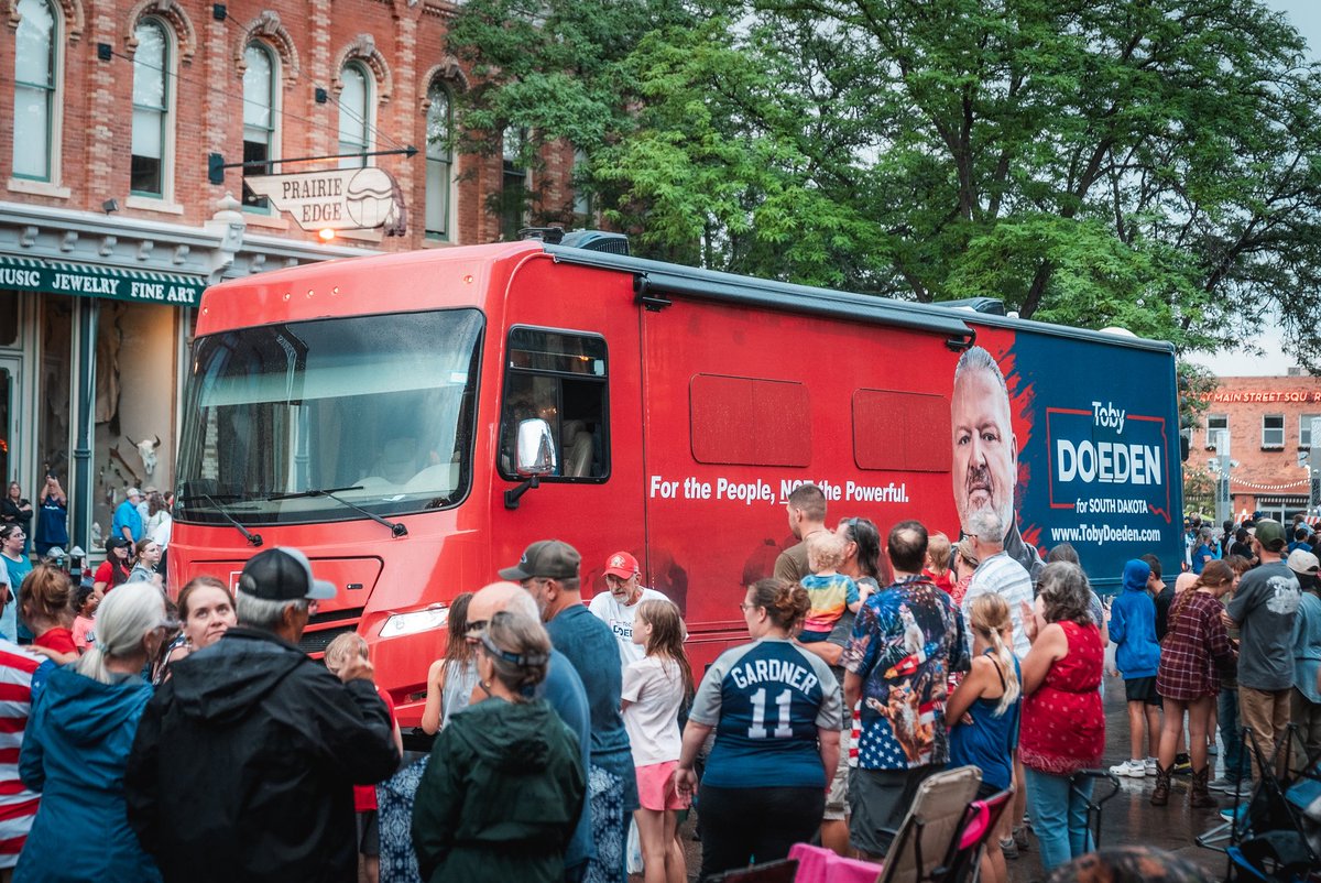 TobyForSD's tweet photo. America 250 is officially in full swing. 

There is no place on Earth I would rather be than South Dakota. 

Despite the rain, the wind, and the hail, the people and the energy were unmatched. 

I love and appreciate each and every one of you. I will never back down. I am fighting for all of us.