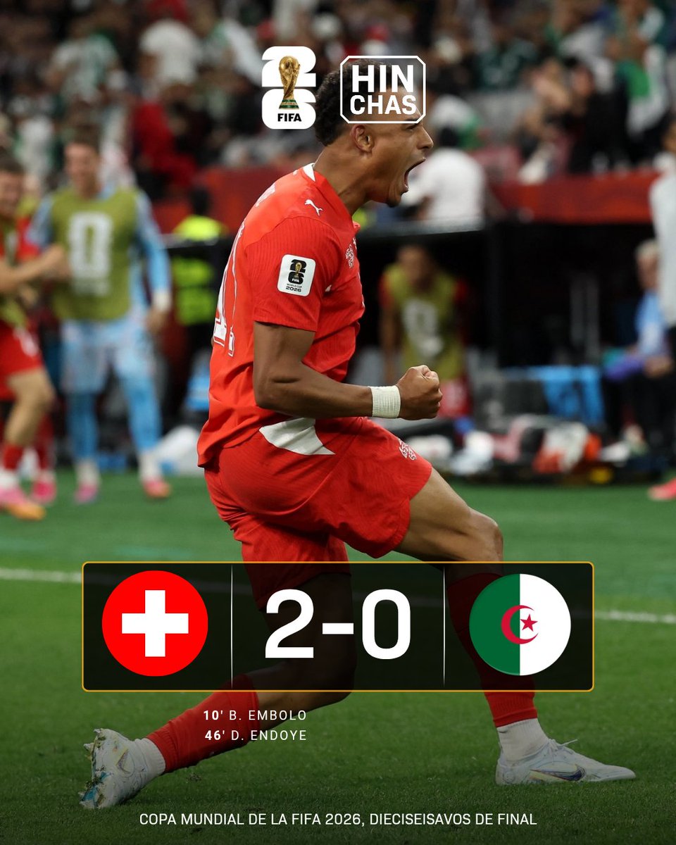 ColHinchas's tweet photo. ¡VICTORIA DE SUIZA ANTE ARGELIA! 🔥 https://t.co/eOJyIIrTSE
