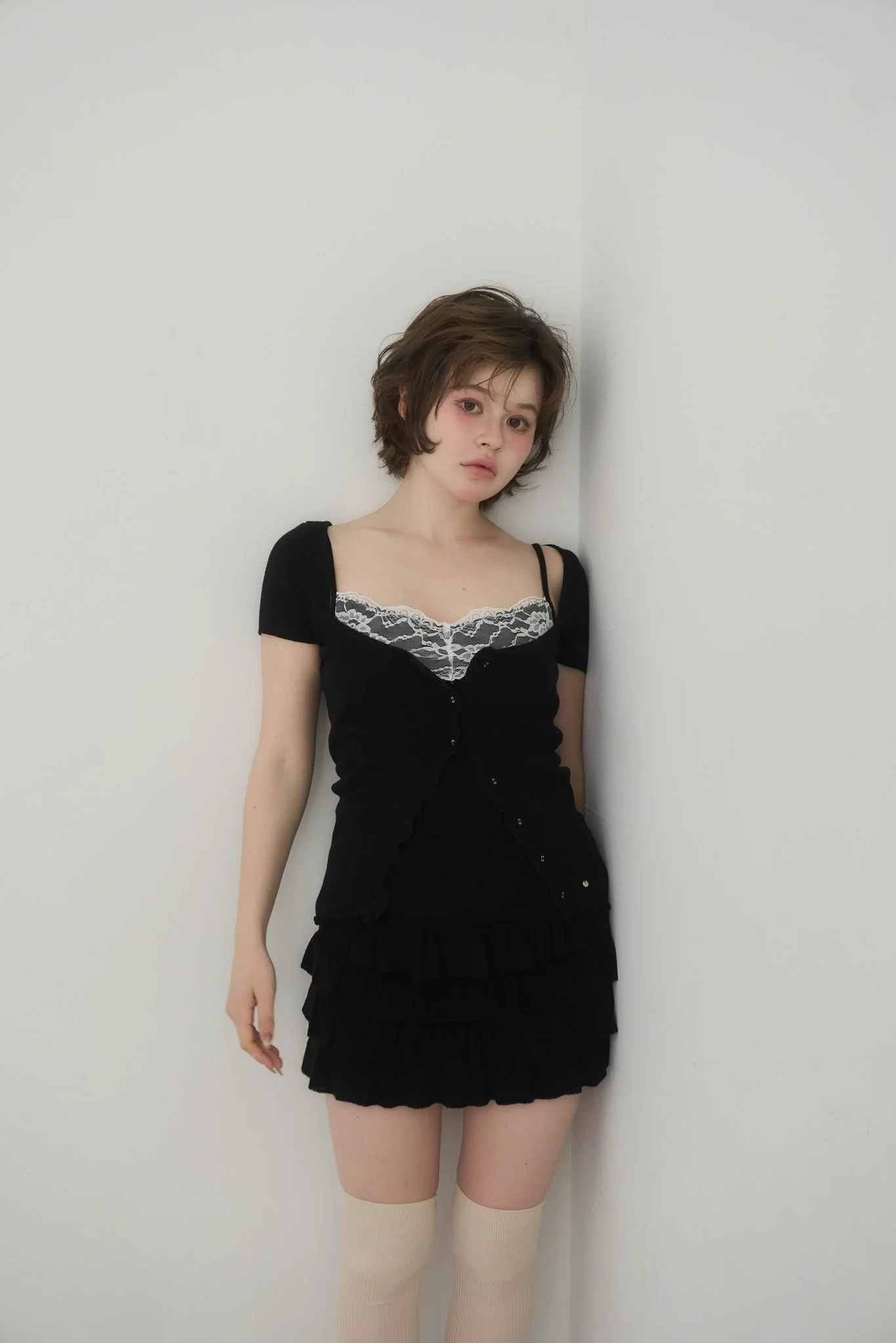 andmary az X-en: „Wendy lace knit set up color ivory/black ¥18,700
