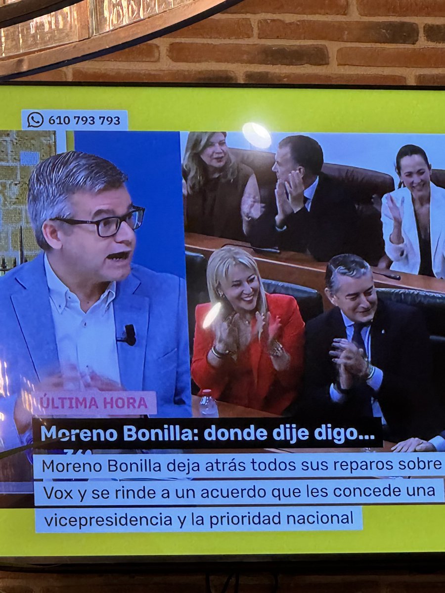 roymcclure's tweet photo. Hoy, en TelePedro:

Moreno Bonilla: "donde dije digo", no como Pedro Sánchez, quien ha respetado escrupulosamente todas y cada una de sus declaraciones de intenciones. https://t.co/KHJHeh4VCI