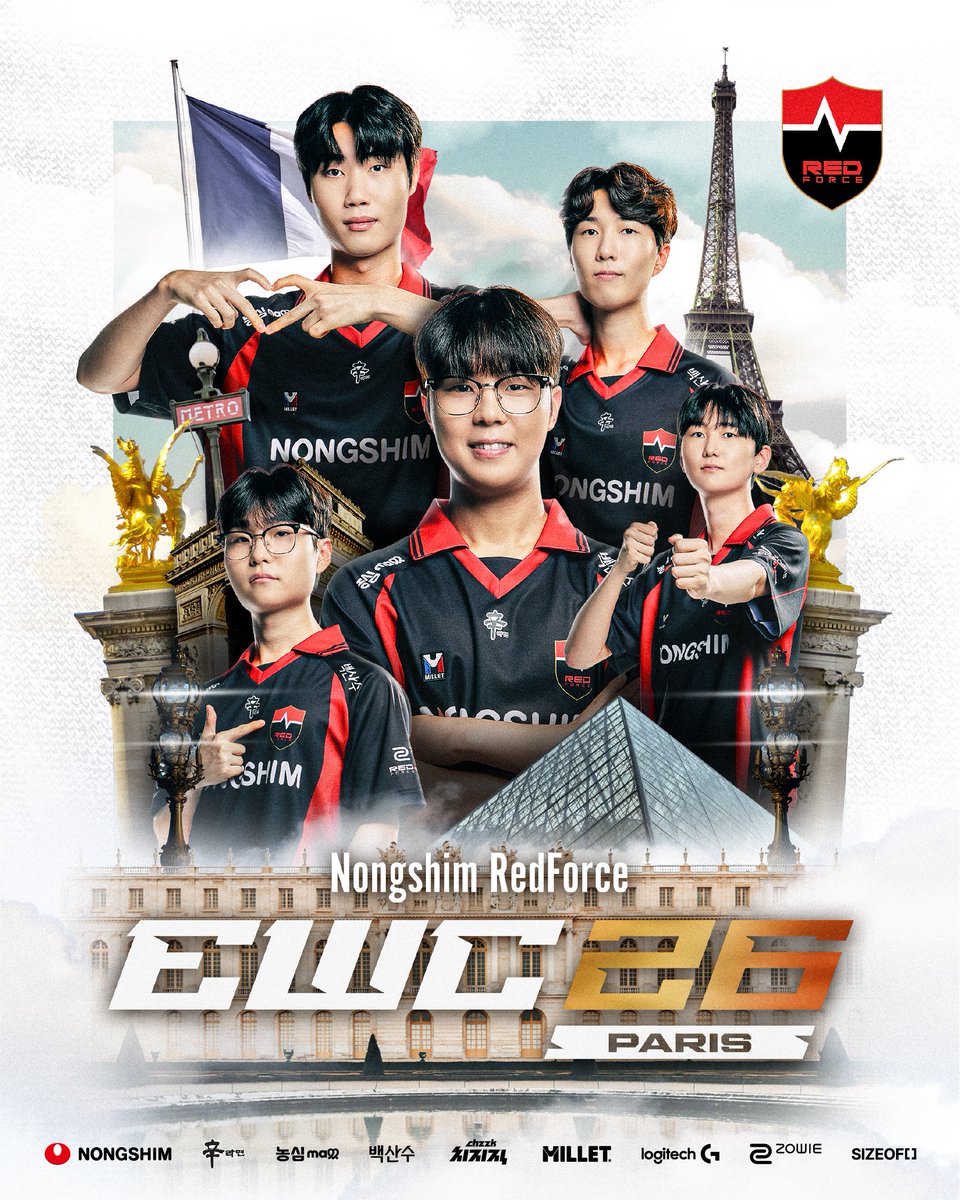 nsr_valorant's tweet photo. [MATCH POSTER] #VALORANT

𝐄𝐬𝐩𝐨𝐫𝐭𝐬 𝐖𝐨𝐫𝐥𝐝 𝐂𝐮𝐩 𝟐𝟎𝟐𝟔
THE ULTIMATE RED in Paris.

#NONGSHIM #NSRedForce #NSWIN #농심레드포스 #VALORANT #VCT #Dambi #Francis #Ivy #Rb #Xross #EWC2026 https://t.co/FTzqkTGxkf