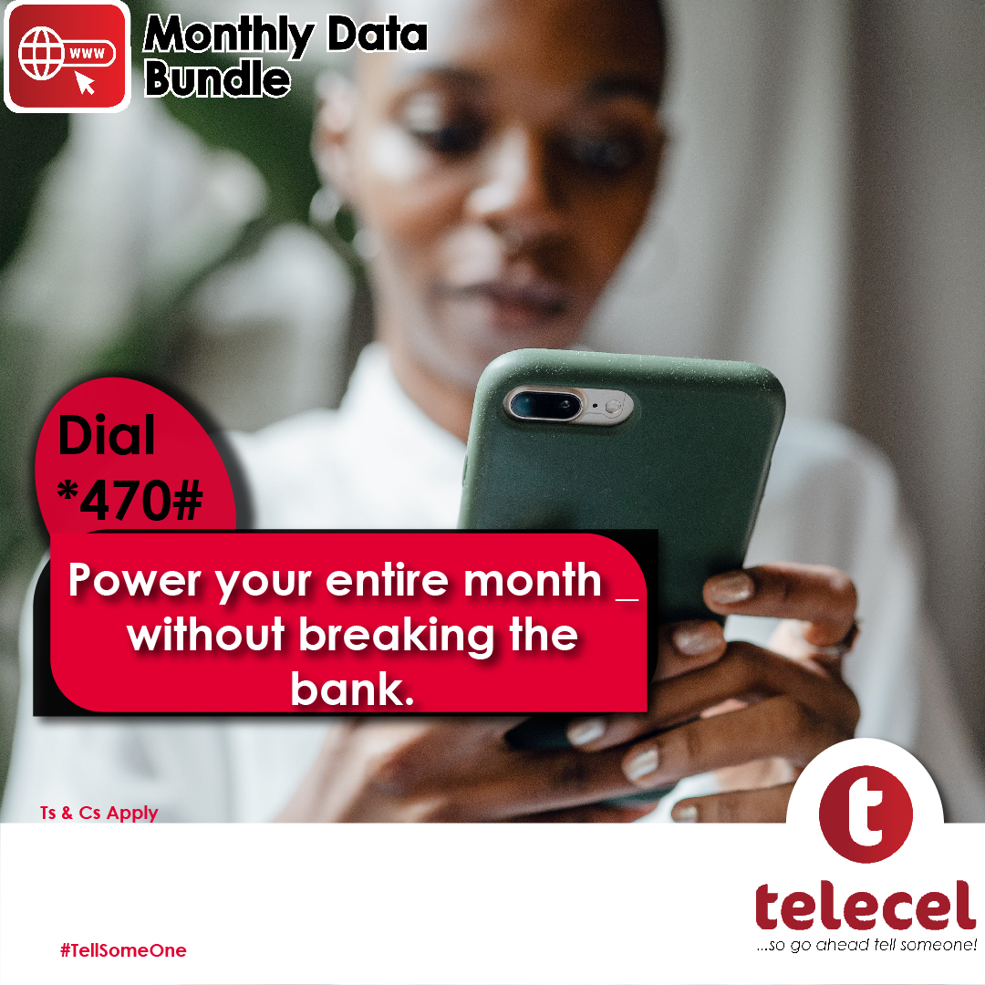 Telecel_Zim's tweet photo. More data. More streaming. More freedom. Dial *480# now and subscribe to our Monthly Data Bundle. Ts and Cs apply.
#MonthlyDataBundle
#StayConnected
#TellSomeone https://t.co/grR7Y4mAJu