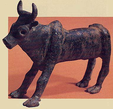 DissidentMedia's tweet photo. In the early 1950s, Yigael Yadin of Hebrew University of Jerusalem received funding from the Rothschild family to conduct an excavation of the northern Canaanite city of Hazor. 

They uncovered the Bronze Bull of Hazor, a small figurine of the god Ba’al Hadad which had been deliberately smashed and decapitated. The figure was restored and is now kept in Israel.