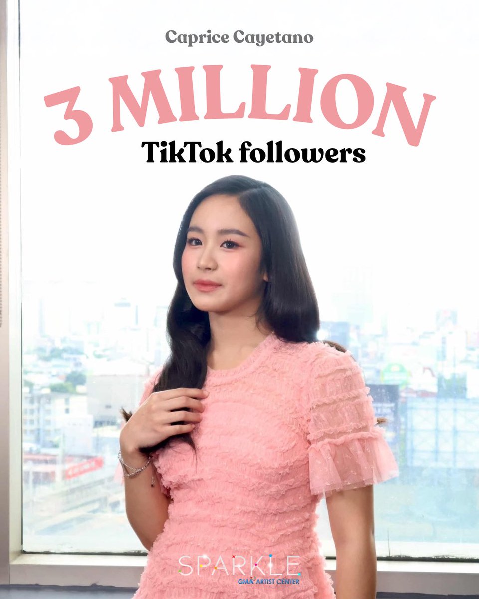 Sparkle_GMA's tweet photo. 3M check! ✅🥳

Caprice Cayetano just officially crossed 3 million followers on TikTok! ✨

We are so proud of you, Caprice! Congratulations! 💖

#CapriceCayetano https://t.co/X77DVKkEqz