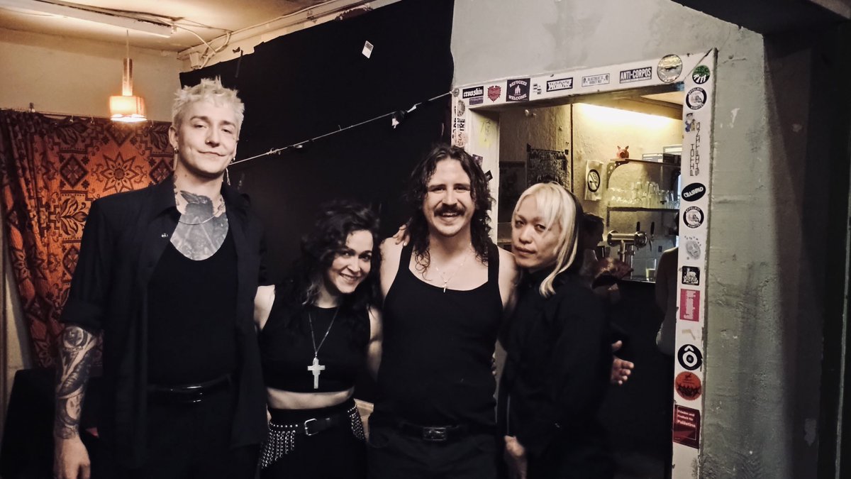Sexvirginkiller's tweet photo. Sex Virgin Killer "ANGEL" (International Version)をリリースしたYoung & Cold Recordsでのレーベルメイト"Rosegarden Funeral Party"とベルリンで†

June 28, 2026. Back in Berlin. Spent the first night catching an incredible set by Rosegarden Funeral Party 🌹 A beautiful, fierce bloom on our shared label, Young & Cold Records. Great to finally cross paths on their tour final.

Photos from the evening with Leah Lane, Dean, and Disaster Fatigue who opened the show.