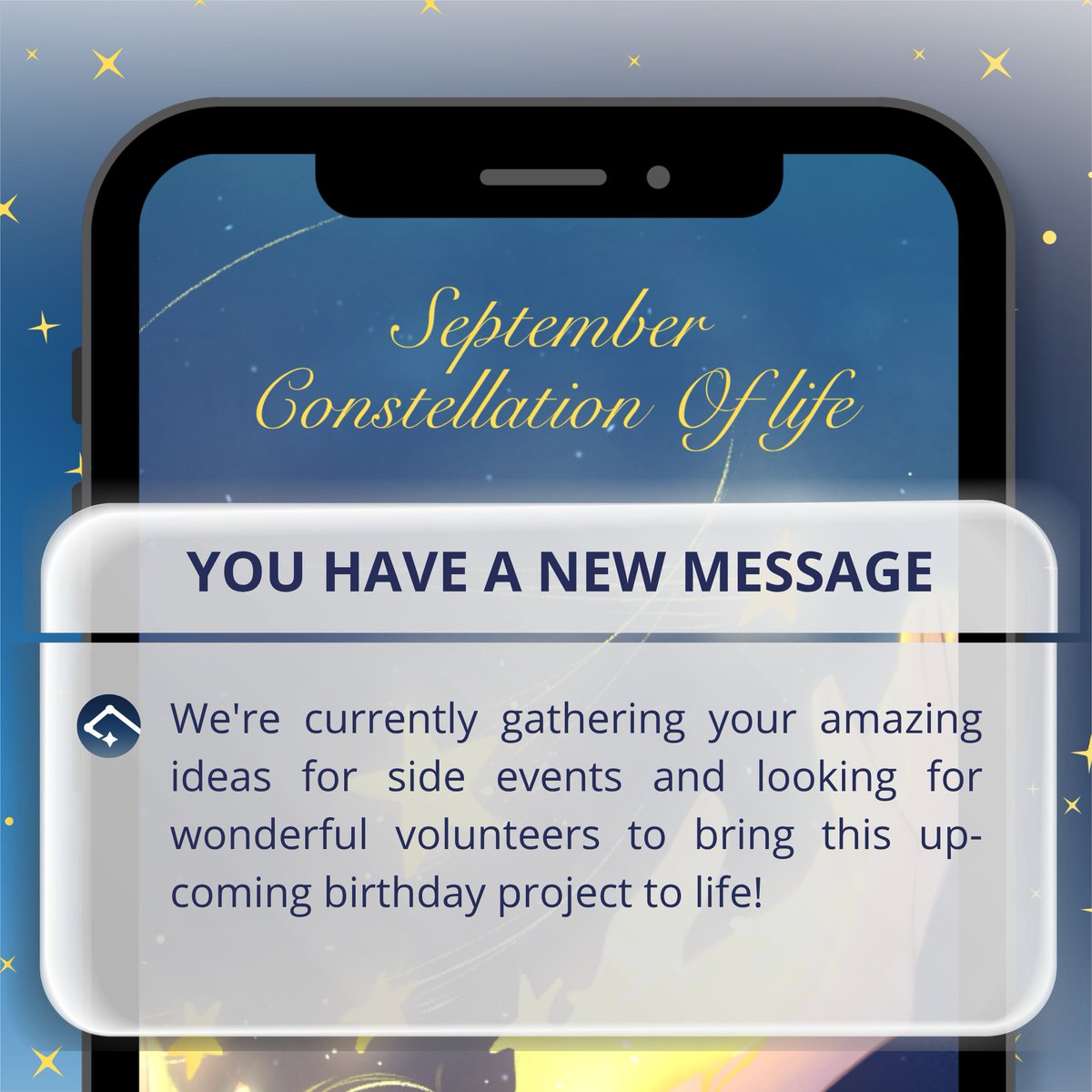 starsgivelife's tweet photo. Share your ideas for our side-events, or sign up to join the team as a volunteer or media partner for Mikazuki Arion &amp; Harris Caine’s birthday project!

Let's make it special together! 

🔗 [https://t.co/LgeCIcmOLM]

#ConstellationOfLife 🌒⛓️ https://t.co/oIBlSqOm1B