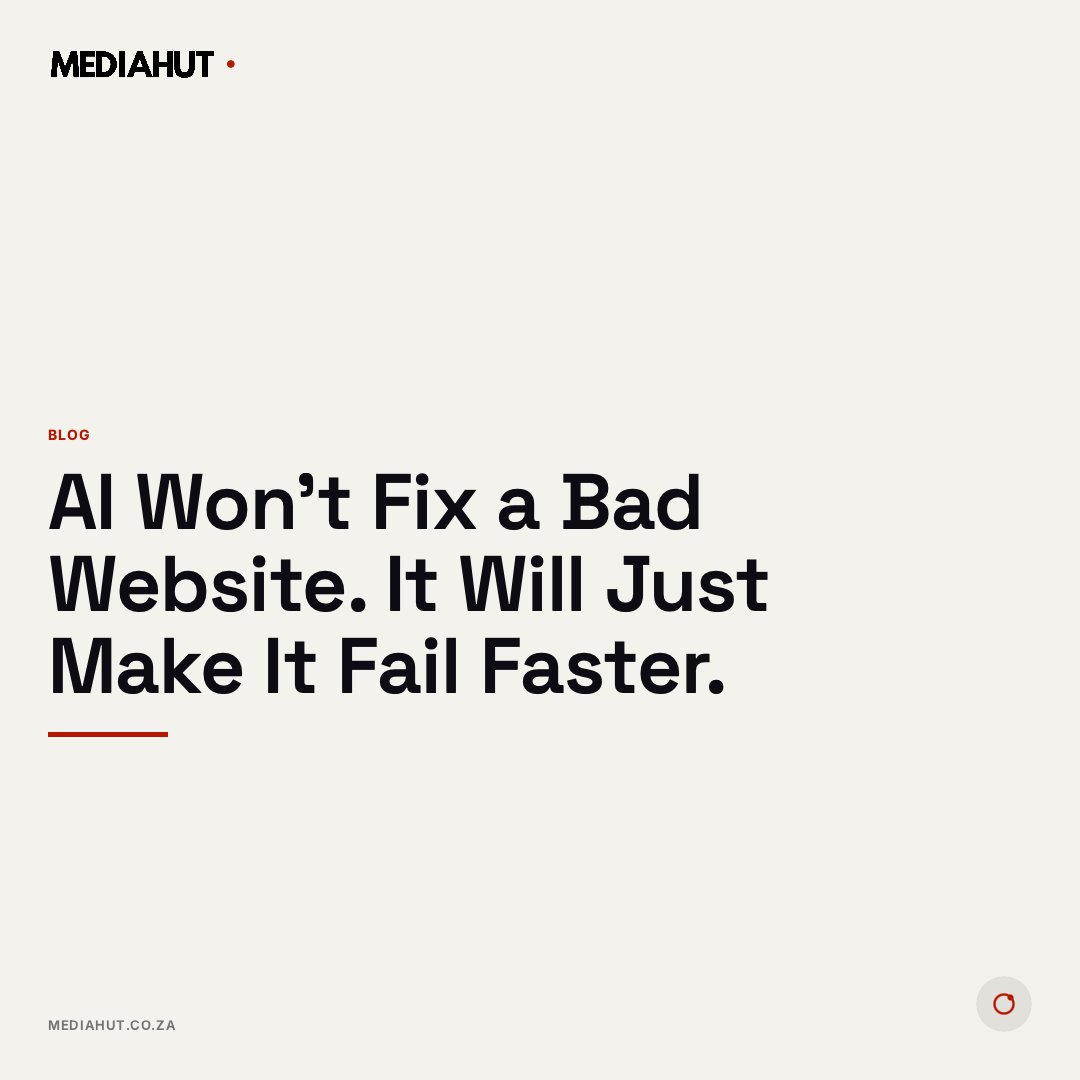 MediahutSA's tweet photo. SA businesses are racing to add AI. Most are layering it onto websites that don't work and brands that aren't consistent.
That's not a tech problem. New post: https://t.co/jos9SFFg3y https://t.co/k0dHh1WENg