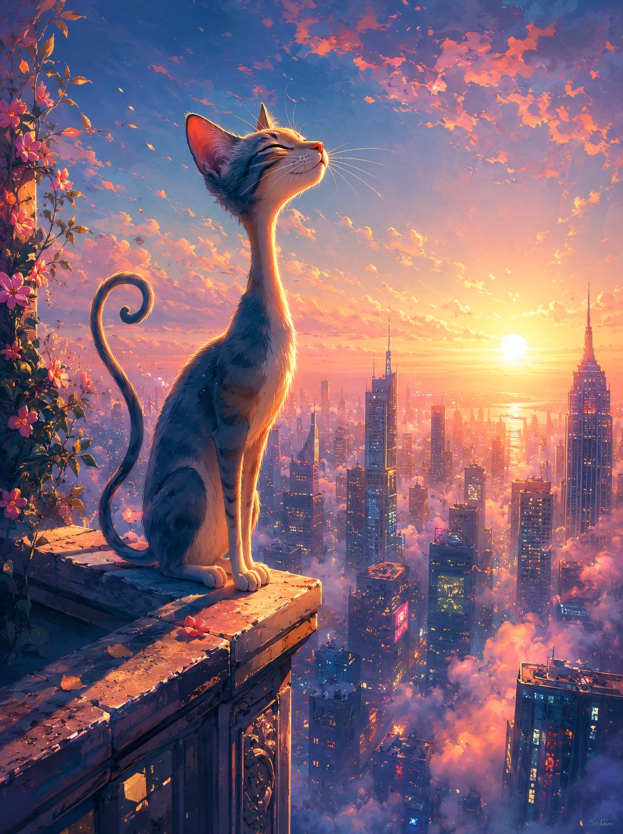 ImoVibeArt's tweet photo. Good morning &amp; Happy Caturday!🐾☀️
May your day be as peaceful as this sunrise. 💜✨ https://t.co/AfQUGrLb2Y