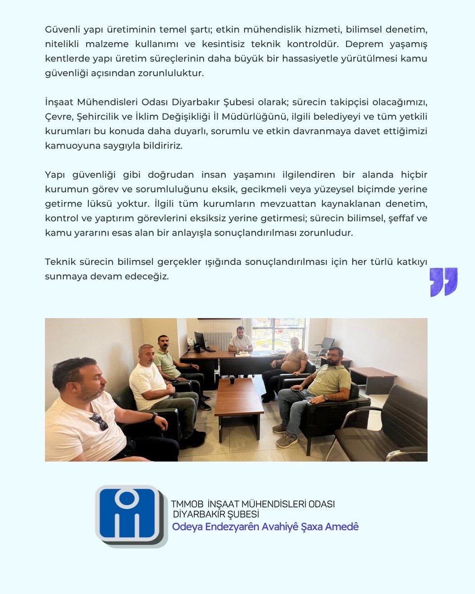 imo_amed's tweet photo. Malatya İlinde bir inşaat alanında gerçekleştirilen
beton dökümüne ilişkin basın açıklamamız https://t.co/2yEGiVISe6