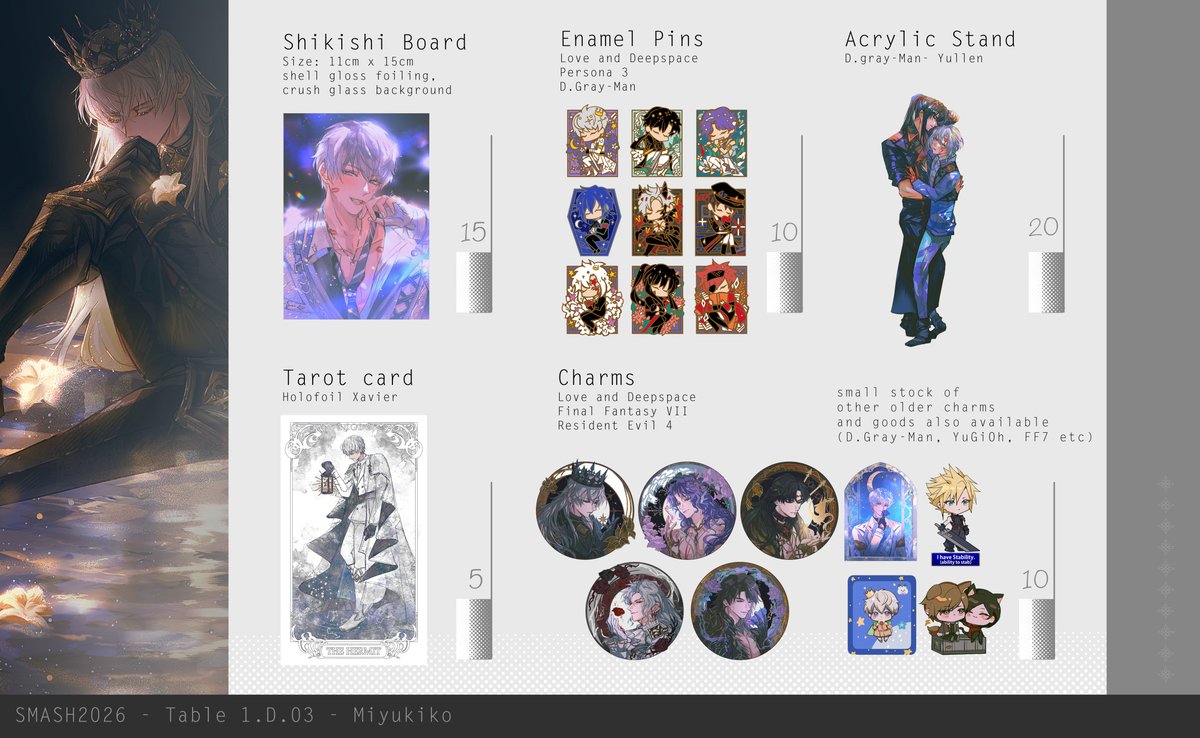 Miyukiko's tweet photo. HELLOOO it's my catalogue for #smashcon2026 !!!  I look forward to seeing you there again soon !!! ✨💫🌟🥰 New Xavier artbook and goods let's gooo!! https://t.co/IcolVsbyYR
