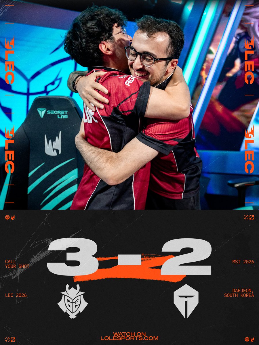 LEC's tweet photo. 6th EVER international reverse sweep, G2 TAKE IT https://t.co/dpkpRGiKfj