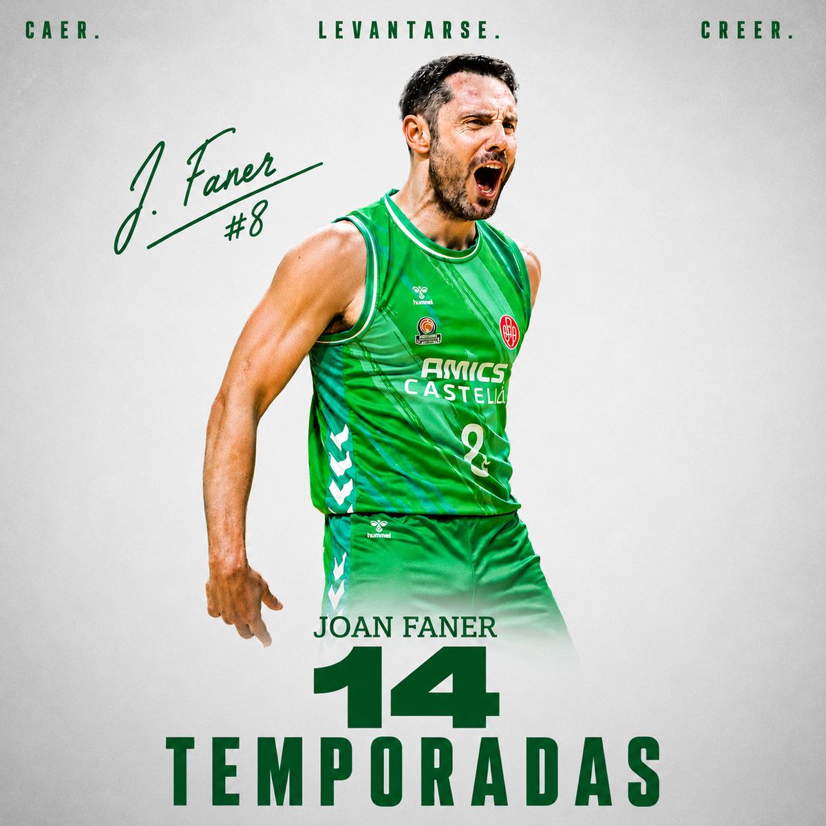 amics_castello's tweet photo. 🟢⚪️𝗢𝗙𝗜𝗖𝗜𝗔𝗟 | Joan Faner seguirá ampliando su leyenda en el Amics Castelló con su 14ª temporada.

414 partidos. 14 temporadas. Una leyenda que sigue haciendo historia.

📲Más información en la web: https://t.co/Hst508hqMD

#CAER. 
#LEVANTARSE. 
#CREER. https://t.co/UzjyQkxEyj
