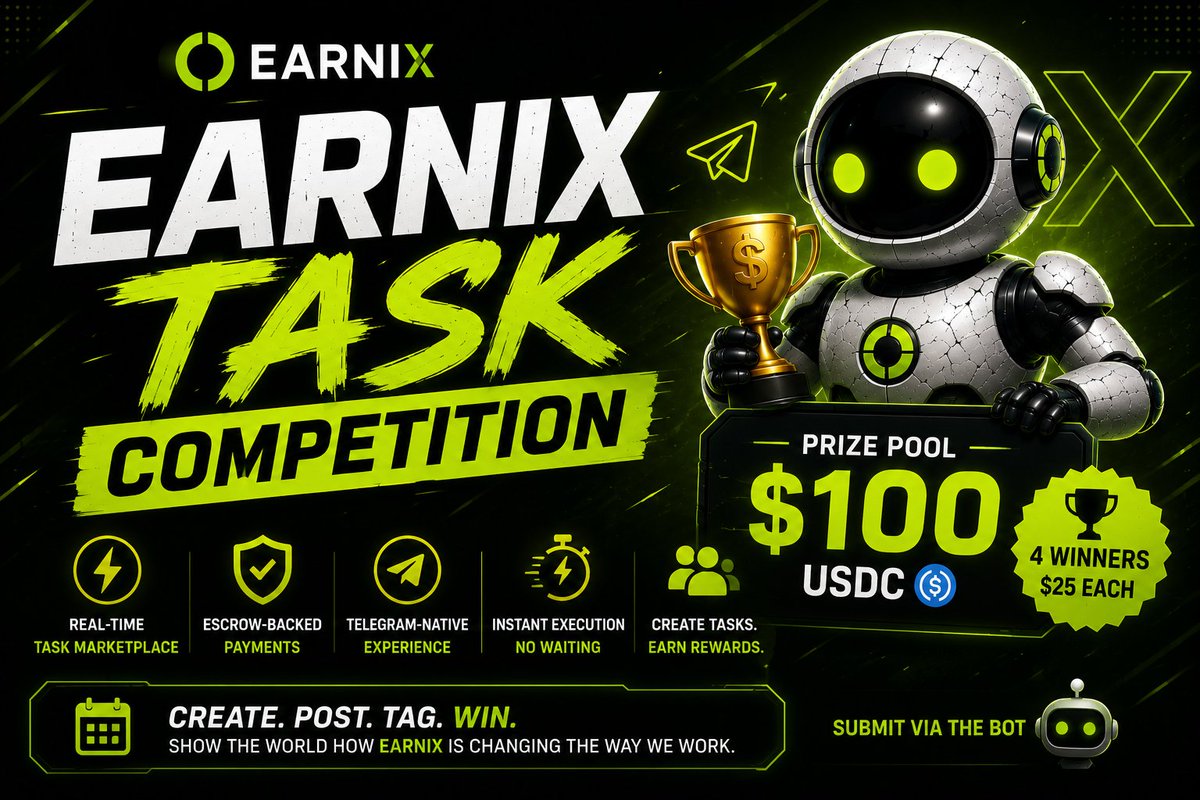 earnix_tg's tweet photo. ⏰ Last Call!

The $100 Earnix X Content Challenge ends today.

🏆 4 Winners
💰 $25 USDC each
If you've been meaning to create a post about how Earnix is reshaping online work, now's the time.

We're looking for:
✅ Original content
✅ Strong storytelling
✅ Creativity
✅ Reach & engagement

Get your submissions in before the deadline.
Good luck, Earners! ⚡💚