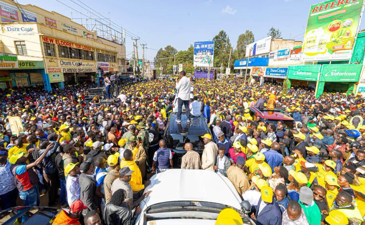 TheTackleKE's tweet photo. Speaker Wetangula, Kimani Ichung'wah, Aaron Cheruiyot, and Farouk Kibet address the Tutam rally at Silverline, Eldoret town, Uasin Gishu County. https://t.co/FhNlXOgE4n