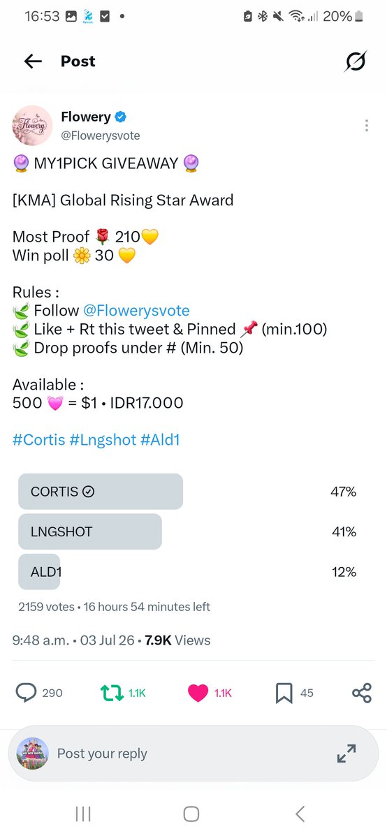uhmbun's tweet photo. @Flowerysvote FOR #CORTIS https://t.co/1uCSRnpsTR