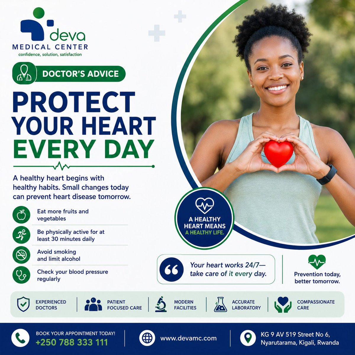 devamedicalrw's tweet photo. ❤️ A healthy heart means a healthier life. Start today.

📍 KG 9 AV 519 Street No. 6, Nyarutarama, Kigali, Rwanda
📞 +250 788 333 111
🌐 https://t.co/mE1yTYWbsB https://t.co/o6w6O90Ogs
